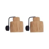 conjunto de 2 lamparas de pared rafia hoja de palma base de metal hecho a mano estilo boho natural shinfa