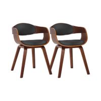 set de 2 sillas con asiento en simil cuero nogalnegro