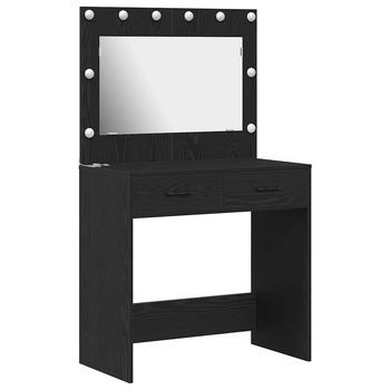 Mesa Tocador | Mesa De Maquillaje Con Luces De Espejo Roble Negro 78,5 X 41 X 135 Cm