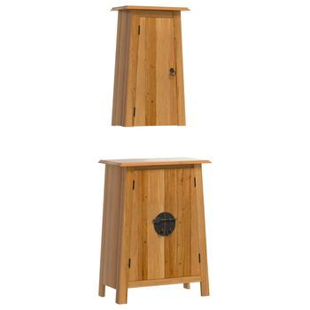 Conjunto De 2 Uds Muebles De Baño | Armario De Baño Madera Maciza De Pino