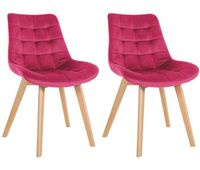 set de 2 sillas de comedor brook en terciopelo rojo 63x54x84 cm
