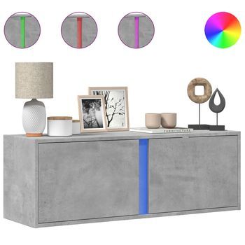 Mueble De Tv De Pared Con Luces Led Gris Hormigón 100x31x35 Cm Vidaxl