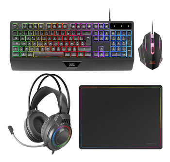 MARS GAMING TECLADO+RATON+ALFOMBRILLA+AURICULAR