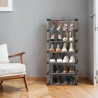 zapatero modular con 10 estantes de color gris