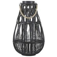 linterna de madera de bambu negro y cristal 56 cm interior exterior escandinavo tonga