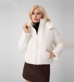 Guess para mujer. W6BL56W4195 Chaqueta acolchada cropped Daisy con logo blanco (XL), Casual, Poliamida