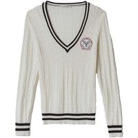 hinnominate jersey maglia scollo a v con trecce e patch tennis para mujer