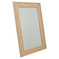 espejo de mdf y rejilla marron 70x25x100