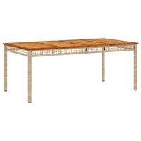 mesa de jardin  mesa de exterior ratan sintetico madera acacia beige 180x90x75 cm
