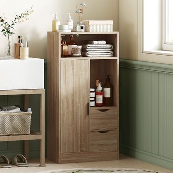 Mueble De Baño De Melamina De Madera Homcom 50x25x100 Cm Natural