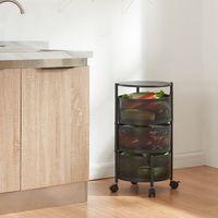 carrito de cocina steigen con 3 cestas redondas acero 60xo33cm - negro encasa
