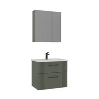 conjunto de mueble con lavabo y espejo 2 piezas  - 65 x 45 x 55 cm - verde mate