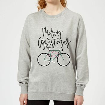 Bike Lights Women's Christmas Jumper - Grey - XL