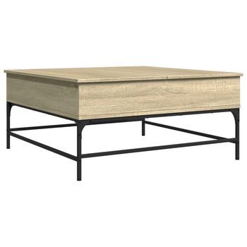 Mesa De Centro 95x95x45 Cm Madera Y Metal Trabajados - Marrón