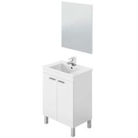 mueble de bano con 2 puertas en blanco brillo con espejo sin lavamanos
