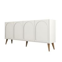 aparador de 4 puertas con diseno redondeado color crema 180 x 81 cm lister
