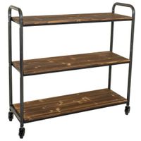 estanteria de madera y metal marron con ruedas 98x34x945
