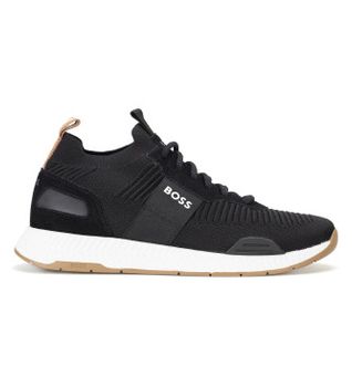 BOSS para hombre. 50498245 Zapatillas tipo calcetín gris oscuro (46), Tela, Plano, Cordones, Casual