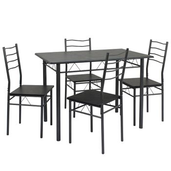 Conjunto mesa y 4 sillas comedor negro/gris, mesa 110 x 70 x 76 cm