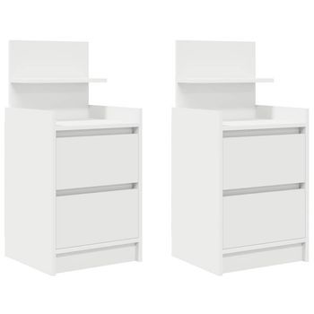 Mesillas De Noche Con 2 Cajones 2 Uds Blanco 38x34x80 Cm Vidaxl