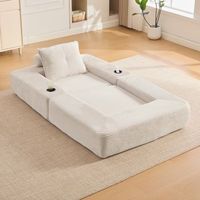 canape-cama en terciopelo de canale espuma de alta densidad y muelles con bolsillo lateral y portavasos reposabrazos con cremallera empaquetado al vacio montaje sencillo