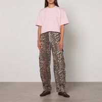 ganni leopard-print organic cotton trousers - xs