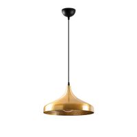 lampara colgante con pantalla metalica dorada con relieve