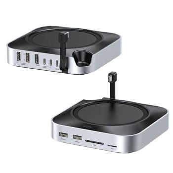 UGREEN CM841-65847 para Mac Mini estación de acoplamiento 11-en-1 con ranura para SSD M.2 NVMe hub USB-A 10Gbps lector d
