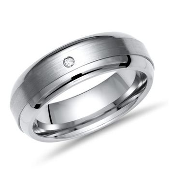 Anillo exclusivo titanio 6mm mate con diamante