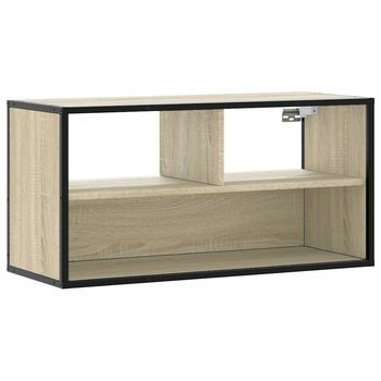 Mueble Tv Madera Ingeniería Y Metal Roble Sonoma 80x31x39,5 Cm Vidaxl