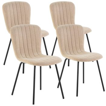 Pack 4 sillas tapizadas en tela color beige