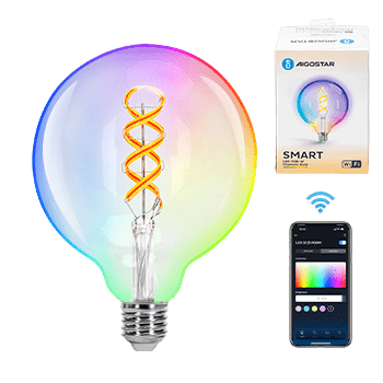 WiFi WB Bombilla incandescente G125 E27 4,9 W RGBW