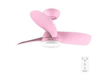 Ventilador de techo - Cecotec EnergySilence Aero 3050 Pink, Motor DC 35 W, luz LED 22 W (3 tonos), Mando, 6 velocidades, Temporizador, 3 aspas, Rosa