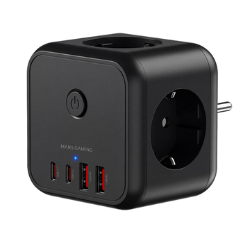 POWERCUBE MARS GAMING MD-CUBE20 4 USB 3 TOMAS DE CORRIENTE. REGLETA COLOR NEGRO