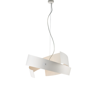 Lámpara Colgante Elisa De Hierro Cortado A Láser Lacado En Blanco Con Cable De Acero Orientable 3 Luces 128 Ø57 Bl226-3-bco