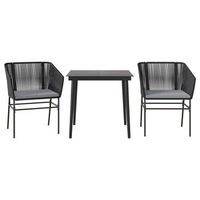set comedor jardin 3 pzas cojines ratan sintetico vidrio negro cfw533398