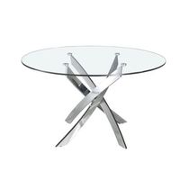 mesa comedor redonda cristal templado y acero cromado angel cerda 1061-o110 o110x75