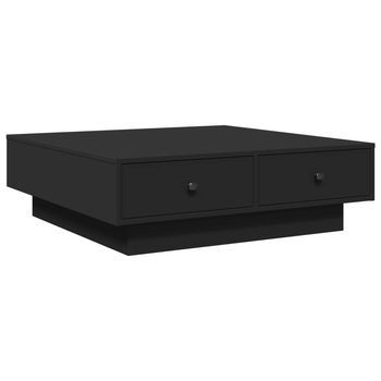 Mesa De Café - Mesa De Centro Madera Contrachapada Negro 90x90x28 Cm