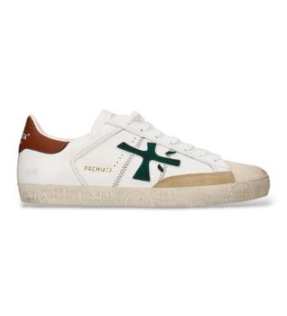 Premiata para hombre. STEVEN Zapatillas de Piel Steven blanco (45), Plano, Cordones, Casual