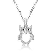 cadena con colgante buho plata 925 circonita cubica