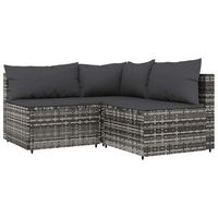 set de muebles de jardin 3 piezas  mobiliario de jardin y cojines ratan sintetico gris