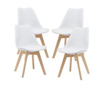juego de 4 sillas de comedor flaten estilo escandinavo 82x49x54cm cuero sintetico - blanco encasa