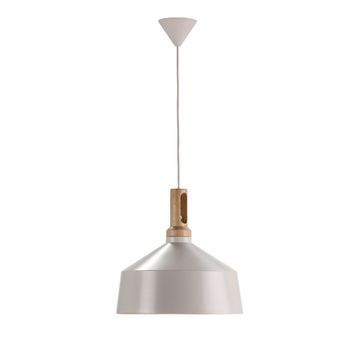 Lámpara de techo Chicago blanca con madera roble 37 cm E27