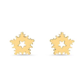 Pendientes de mujer copos de nieve de plata 925, oro