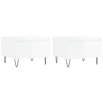 Pack 2 Uds Mesas Centro，mesa Auxiliar，mesa De Café Madera Ingeniería Blanco Brillo 50x46x35 Cm