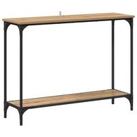 mesa consola  mesa de entrada con estante roble artisan 101 x 305 x 75 cm
