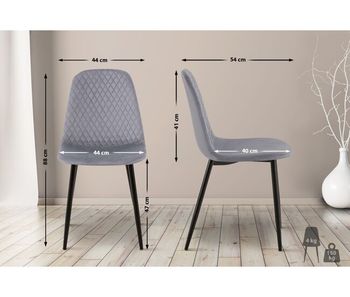 Silla de comedor giverny en tela o terciopelo gris 54x44x88 cm