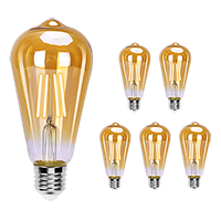 aigostar st64 bombilla edison estilo vintage bombilla led e27 casquillo gordo 6w equivalente a 48w bombilla de filamento led blanco calido 2200k angulo de haz 280 no regulable pack 6 uds