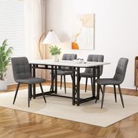 conjunto de mesa y 4 sillas - comedor - mdf metal y lino - negro y gris 120x70cm