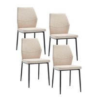 pack de 4 sillas nobles silla para salon comedor con patas metalicas y tapizada en tela en color beige